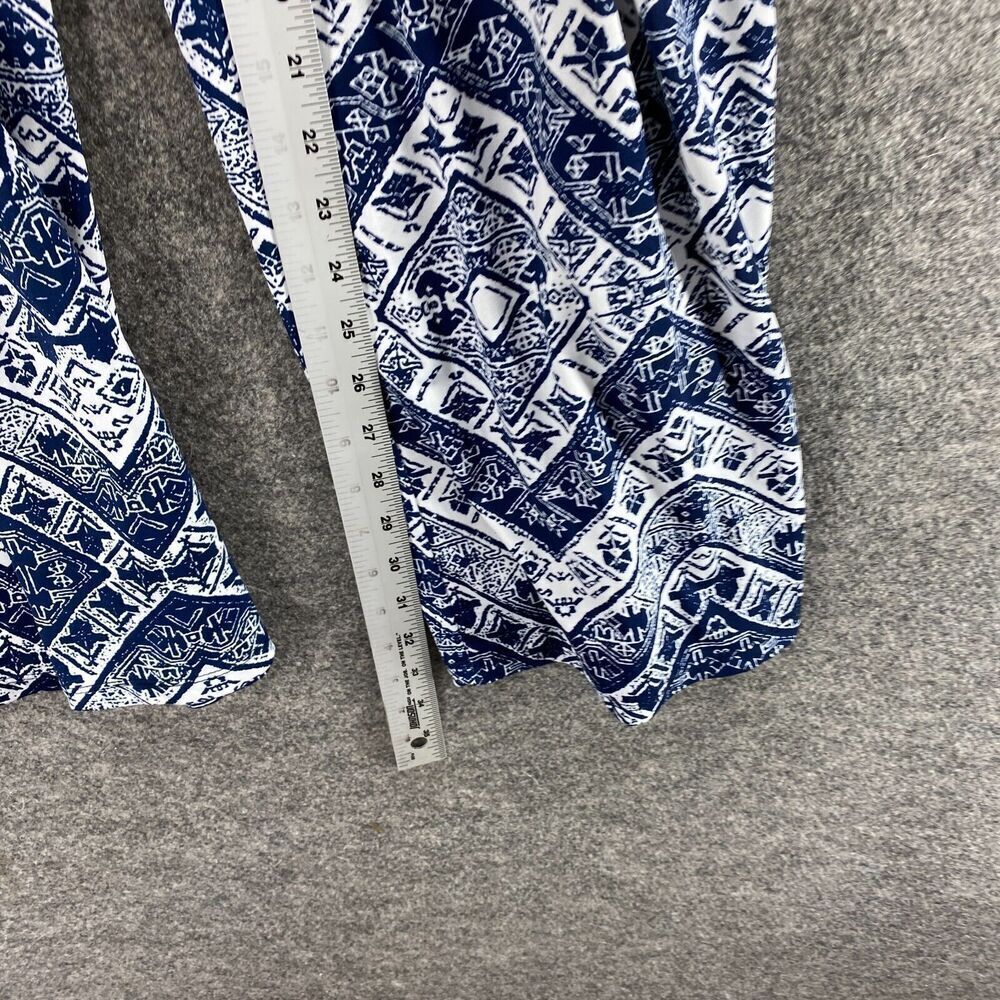 C'est La Vie Pants Women XL Blue Geometric High Rise Flat Front Chino Pull On - Picture 8 of 11